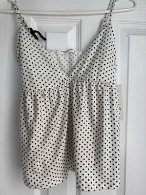 NWT White Polka Dot Flowy Top